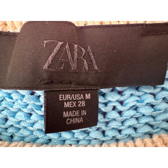 2/$30 ZARA Medium Striped Sleeveless Knit Top Brown/Beige/Blue - Picture 4 of 14